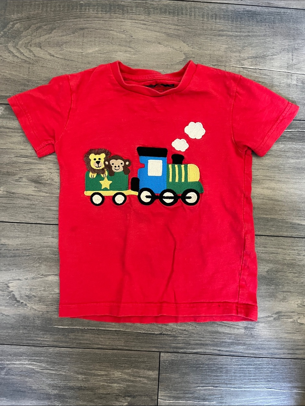 next Red Short-Sleeve Tee with Train and Animal Appliqué